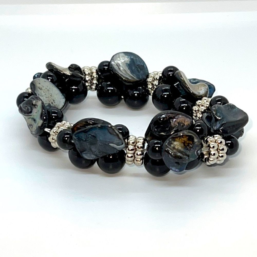 Beautiful Black And Silver Stone Bracelet